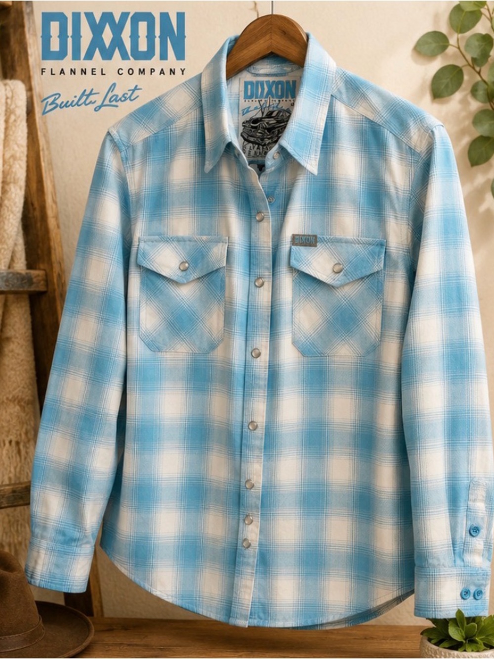 Dixxon Flannel Co Women’s M Blue White Plaid Limited Release Shirt Like New